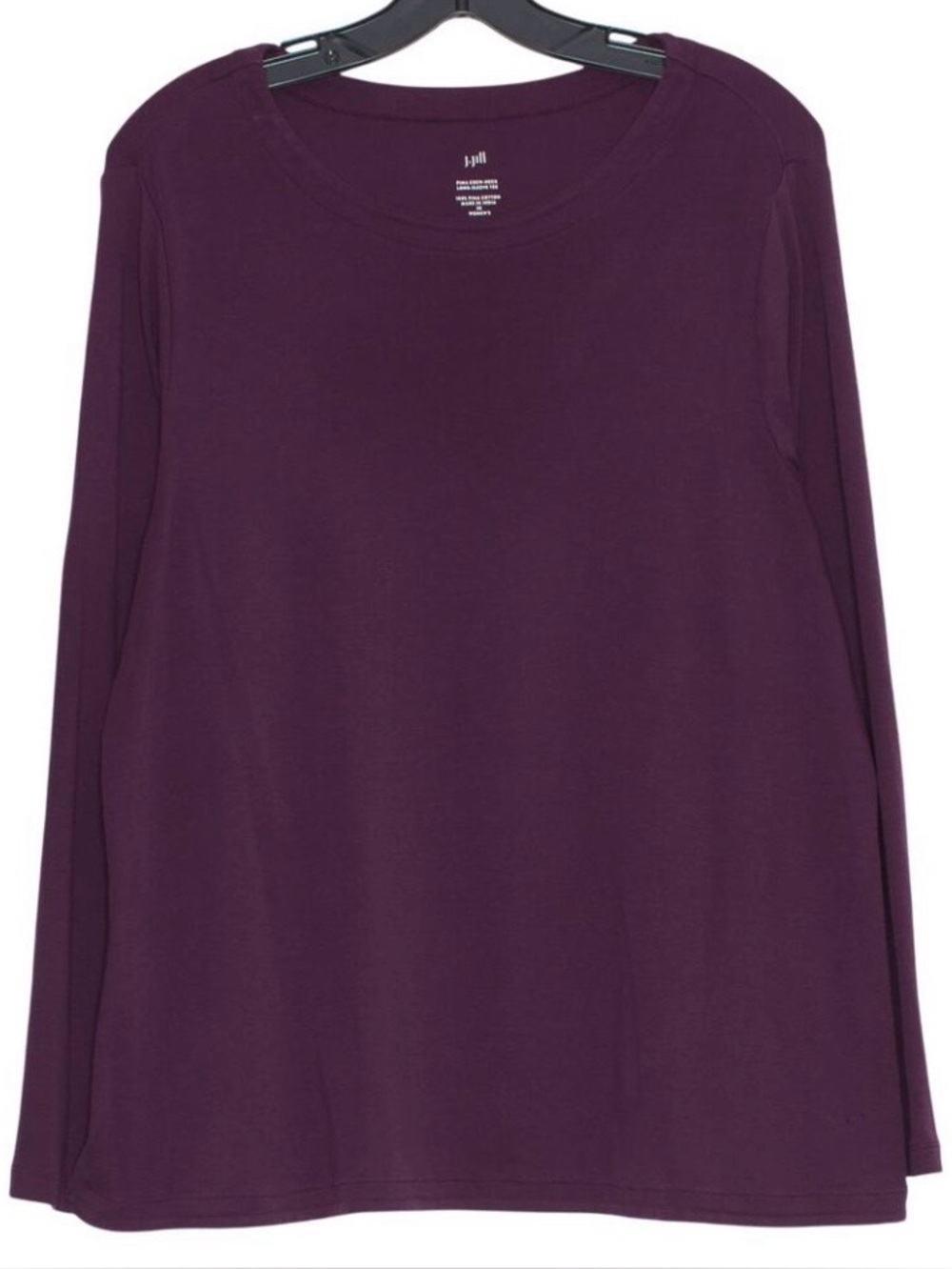 J Jill Top Pima Cotton Crewneck Long Sleeve Tee Minimalist Casual Burgundy 2X